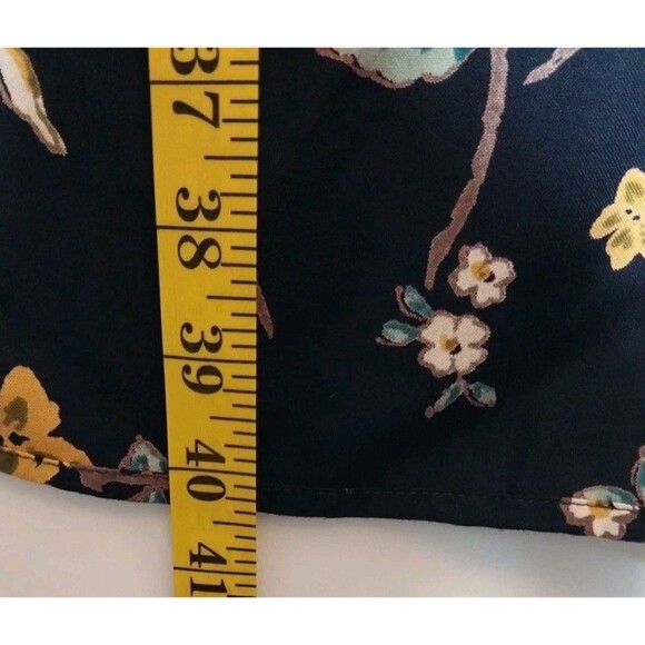 Blue Rain Maxi Skirt Sz M Navy Blue Floral Bird Faux Wrap Vibrant Boho Romantic - Picture 6 of 11